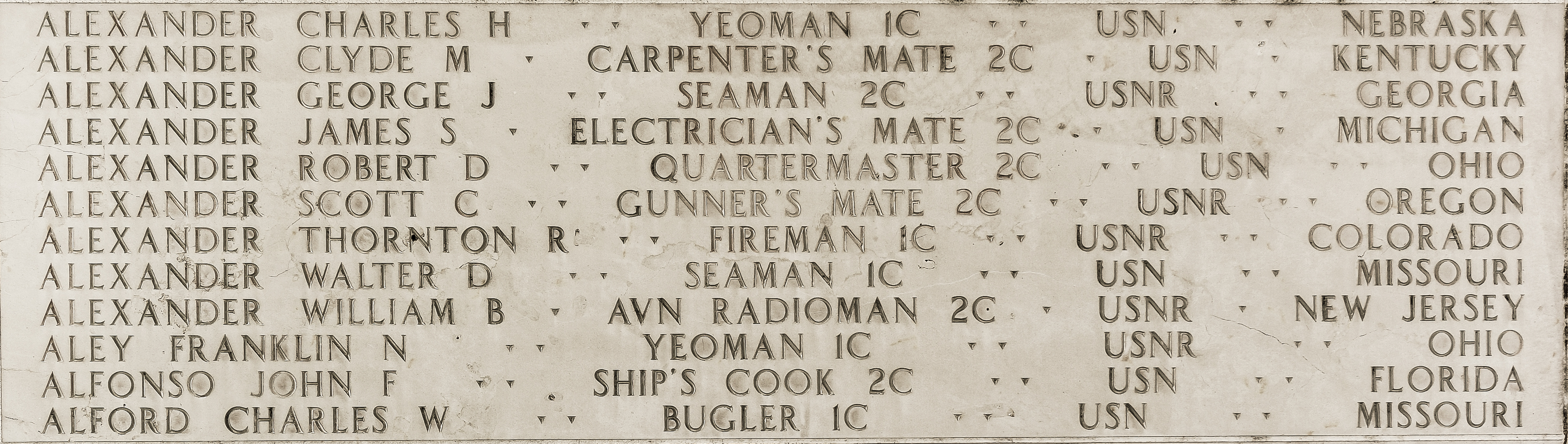 Scott C. Alexander, Gunner's Mate Second Class